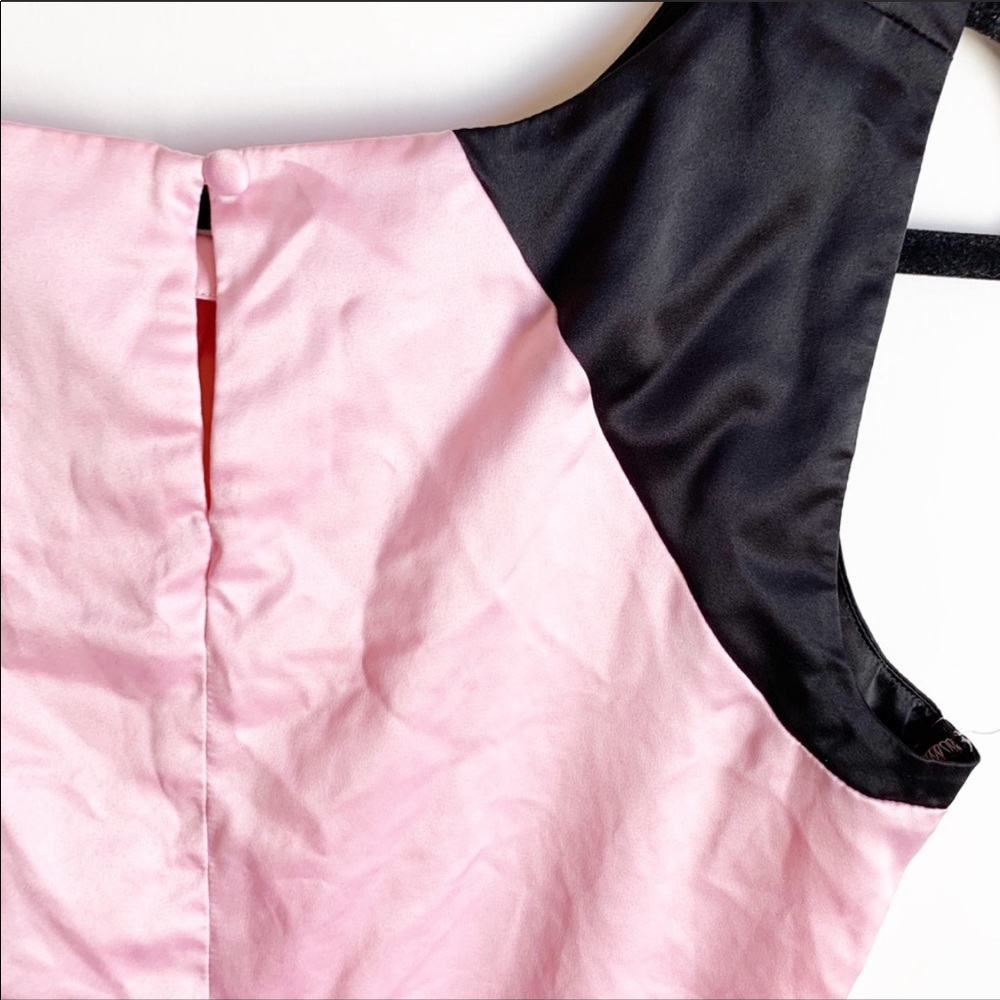 New York & Company Silk Feel Pink and Black Blouse - Picture 4 of 5